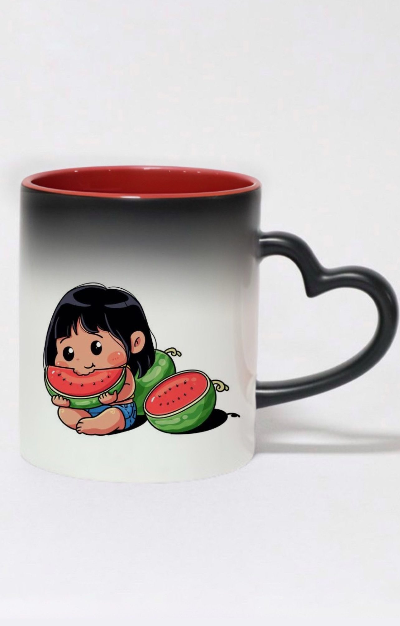 ماگ حرارتی دسته قلبی رنگی طرح دختر شب یلدا کد 10369