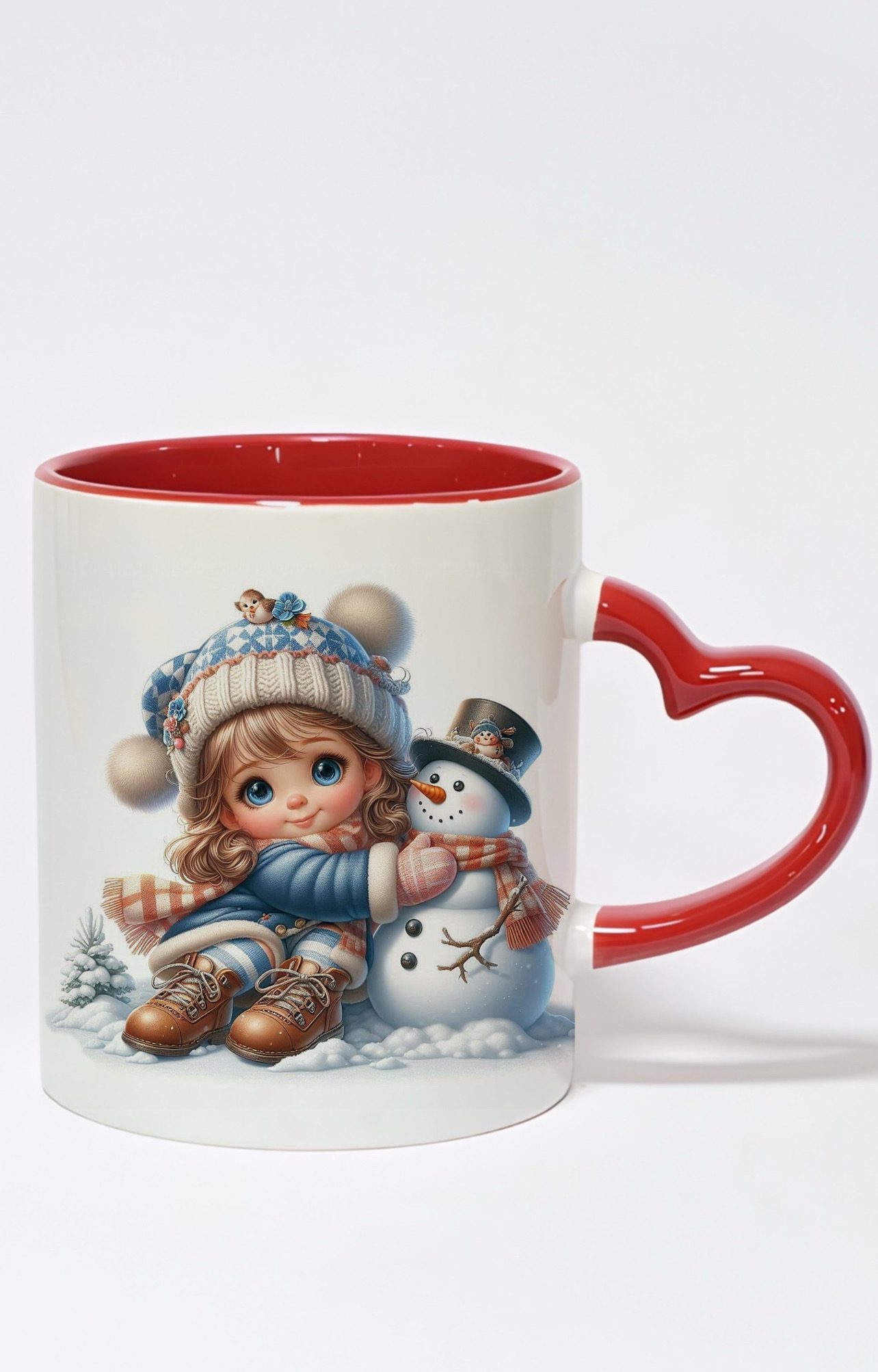 ماگ دسته قلبی رنگی طرح دختر برفی کد 10588