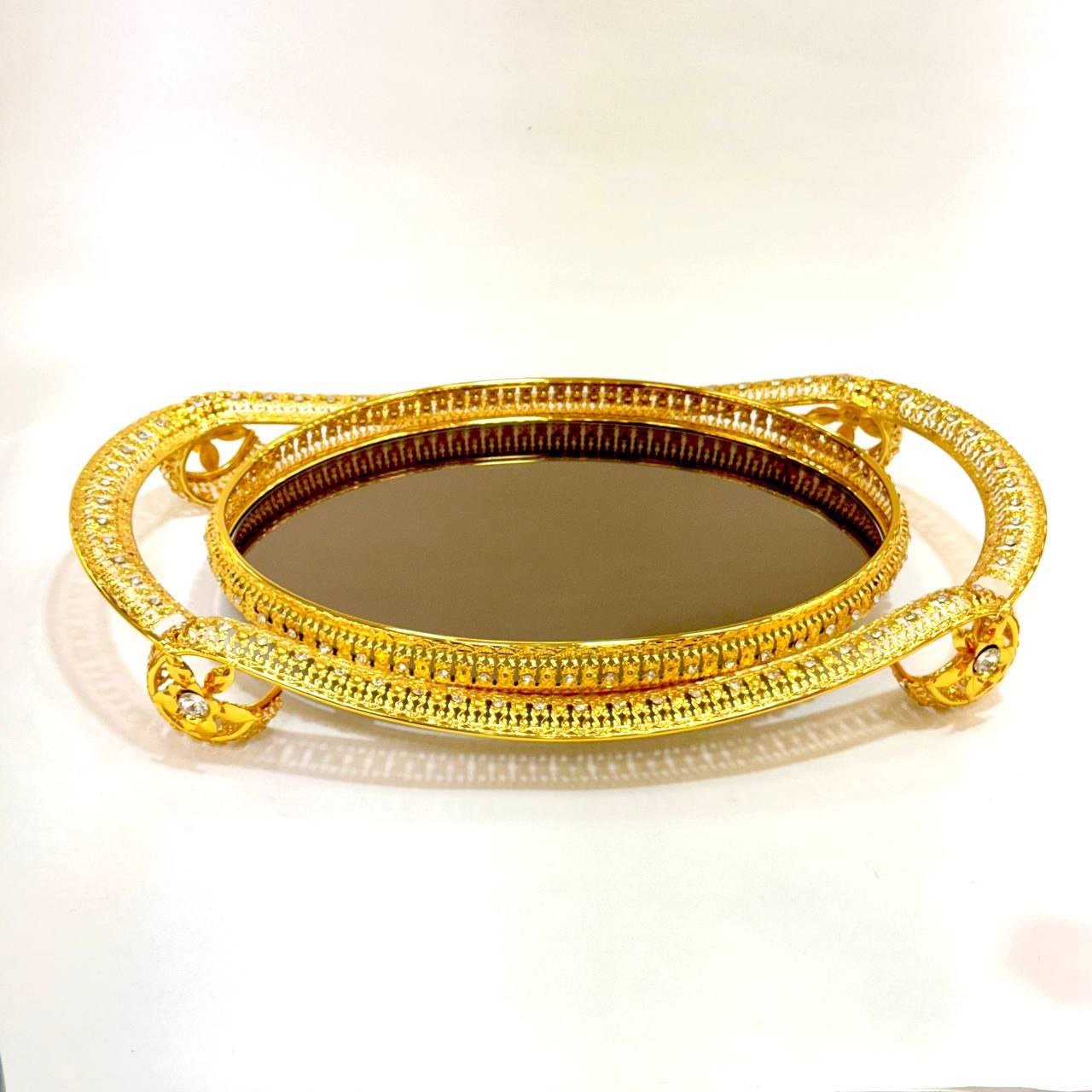 سینی نگین دار طلایی کالسکه ای اماراتی 1353