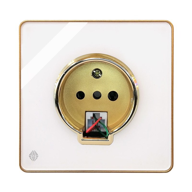 کلید پریز  آسیا الکتریک پریز تلفن دومنظوره مدل یاقوت سفید طلایی