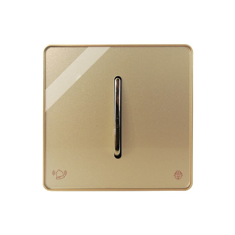 کلید پریز  آسیا الکتریک کلید شاسی زنگ  مدل یاقوت بژ طلایی