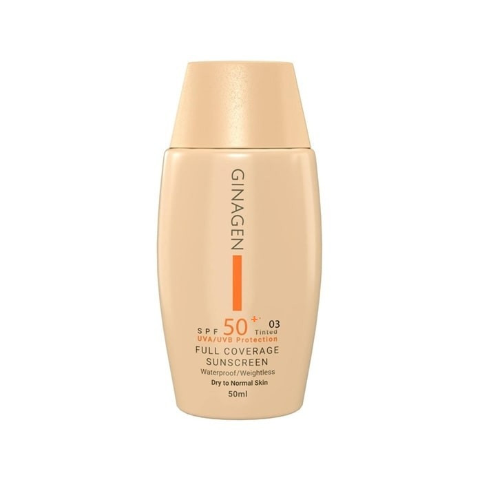 . کرم ضد آفتاب رنگی ژیناژن SPF 50 مدل Full03 مناسب پوستهای معمولی و خشک حجم 50 میلیلیتر .