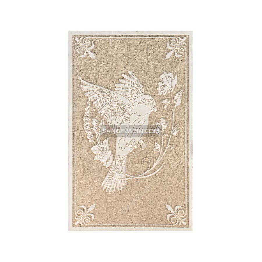 تابلو سنگ گل و بلبل طرح 1