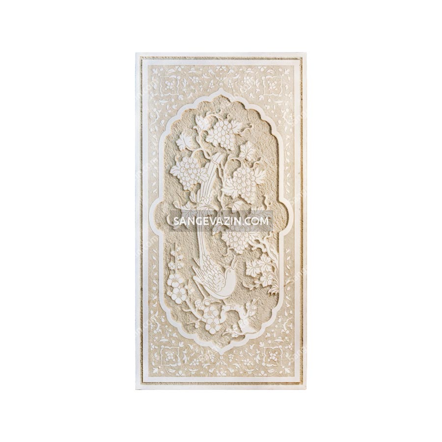 تابلو سنگ طرح تاک انگور و قناری