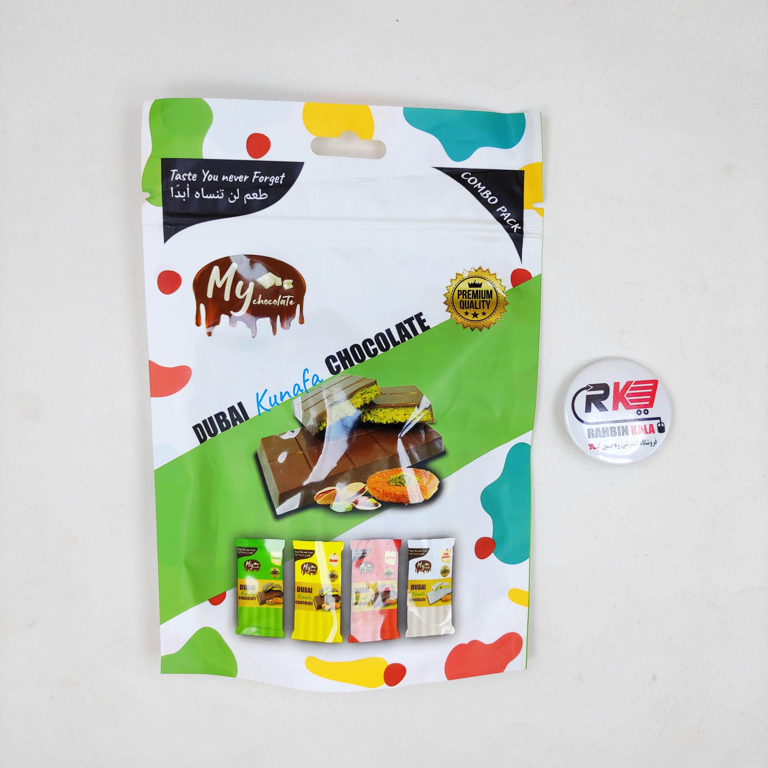 شکلات دبی مدل 4طعم میکس 100گرم  Dubai Chocolat kunafa chocolate pistachio