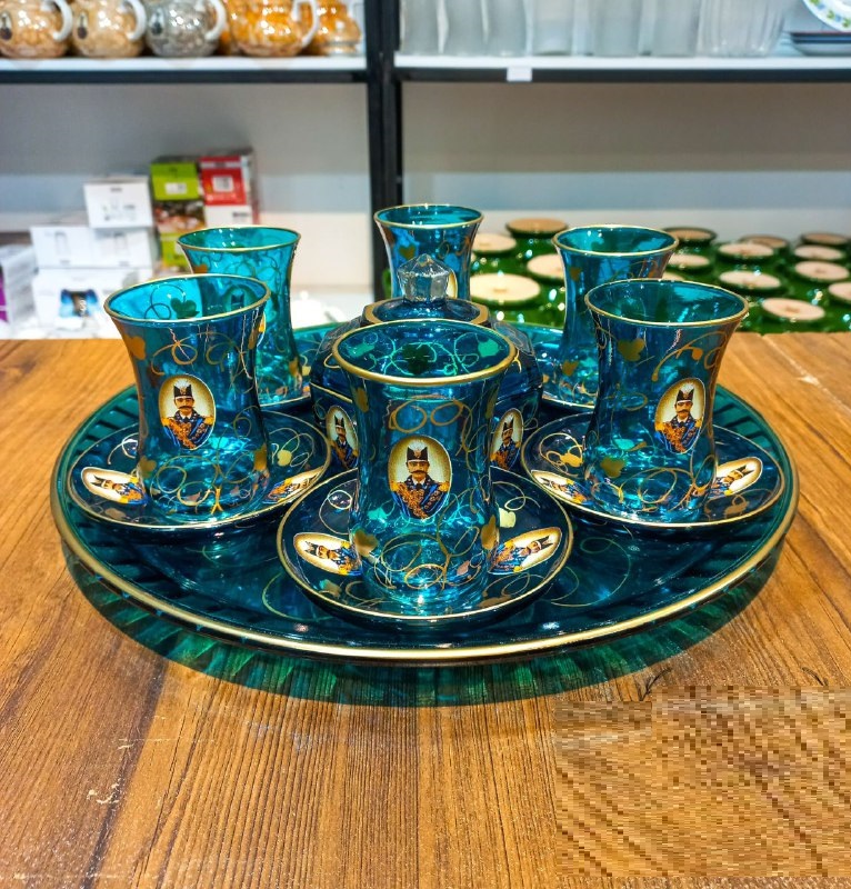 خانه و آشپزخانه پریلند - سرویس چای‌ خوری شاه عباسی آبی (پست پیشتاز پس کرایه)