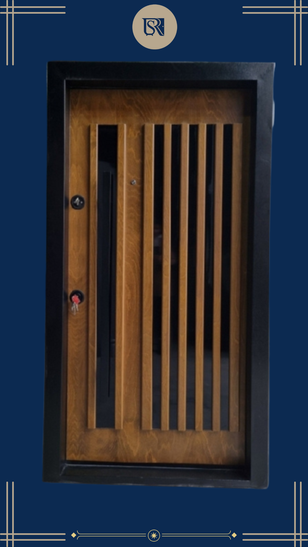 درب ضدسرقت لوکس مدل رستا رنگ مشکی/روکش طبیعی بلوط