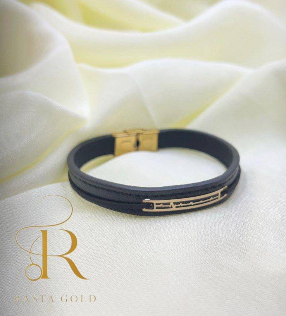 دستبند چرمی طرح ضربان قلب