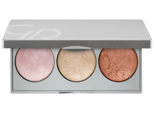 گلدن رز پالت هایلایتر 3 رنگ  مدل  GOLDEN ROSE STROBING HIGHLIGHTER