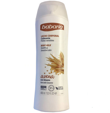 باباریا شیر بدن جو دو سر حاوی روغن‌ کنجد مناسب پوست حساس 400 میل  BODY MILK babaria AVENA