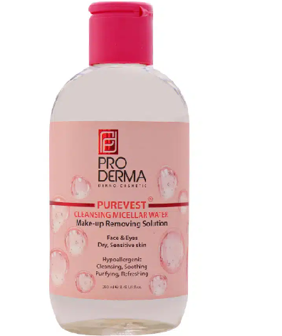 پرو درما میسلار واتر محلول پاک کننده آرایش پوست خشک و حساس 250 میل