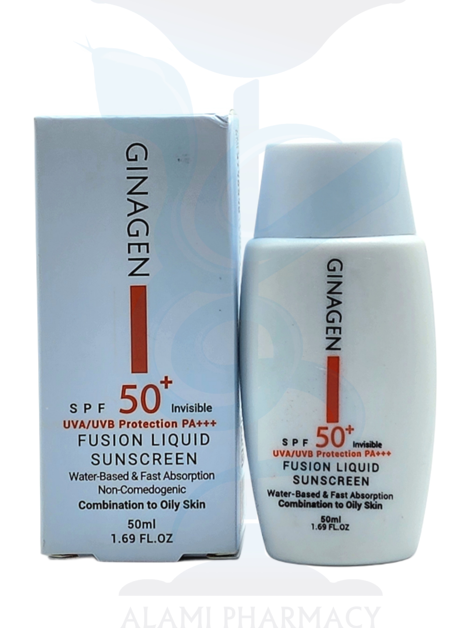 ضد آفتاب بی رنگ ژیناژن مدل Fusion liquid مناسب پوست چرب 50 میل