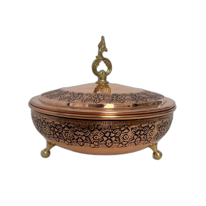 شکلات خوری قلمزنی مسی مدل گلریز کد 2434-1