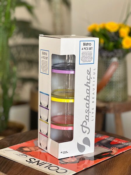 ست کاسه بلور درب‌دار رنگی پاشاباغچه مدل Bistro 95196