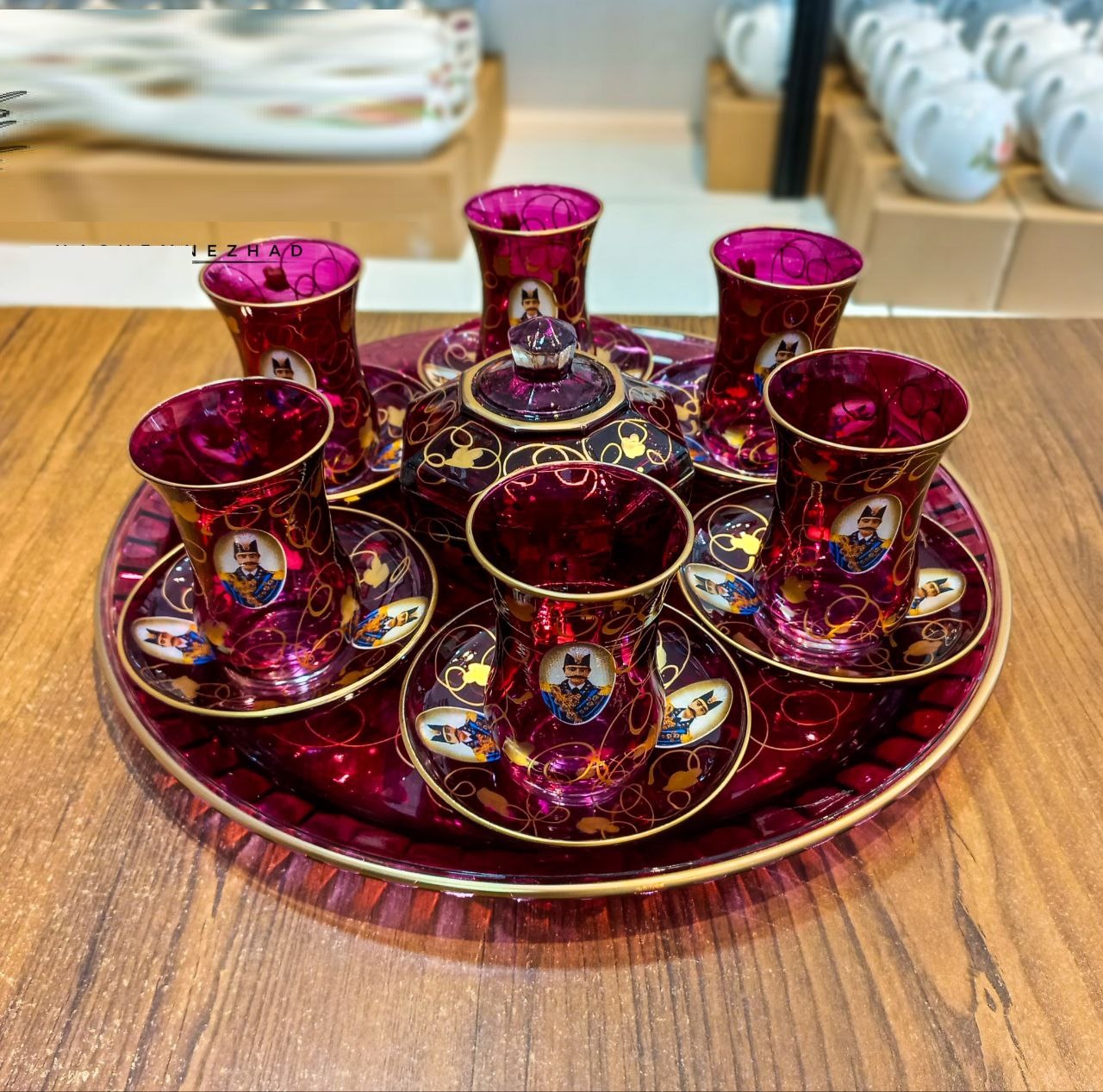 سرویس چای‌ خوری شاه عباسی بنفش (پست پیشتاز پس کرایه)