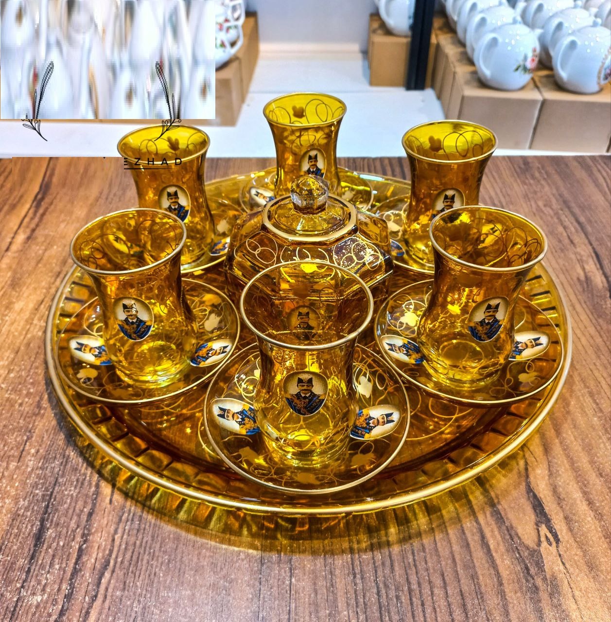 سرویس چای‌ خوری شاه عباسی عسلی (پست پیشتاز پس کرایه)