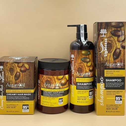 شامپو و ماسک مو بدون سولفات لایتنس اصلی (پک دو عددی) حاوی روغن آرگان (شامپو آرگان لاینتس و ماسک مو) 