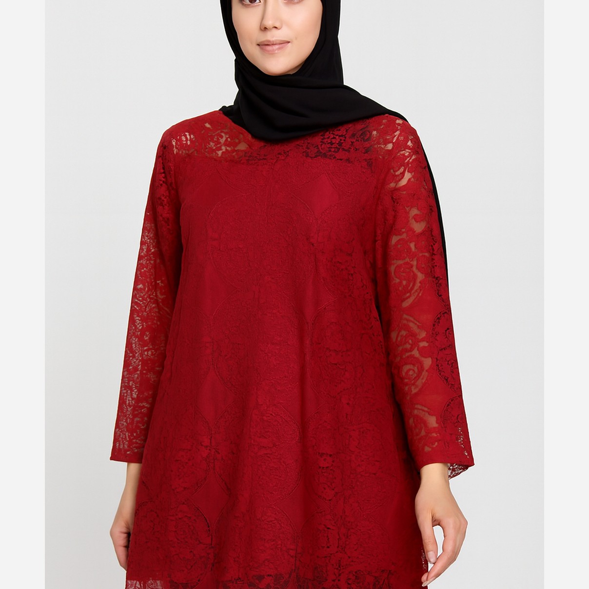 تونیک دانتل و حریر مجلسی آستردار