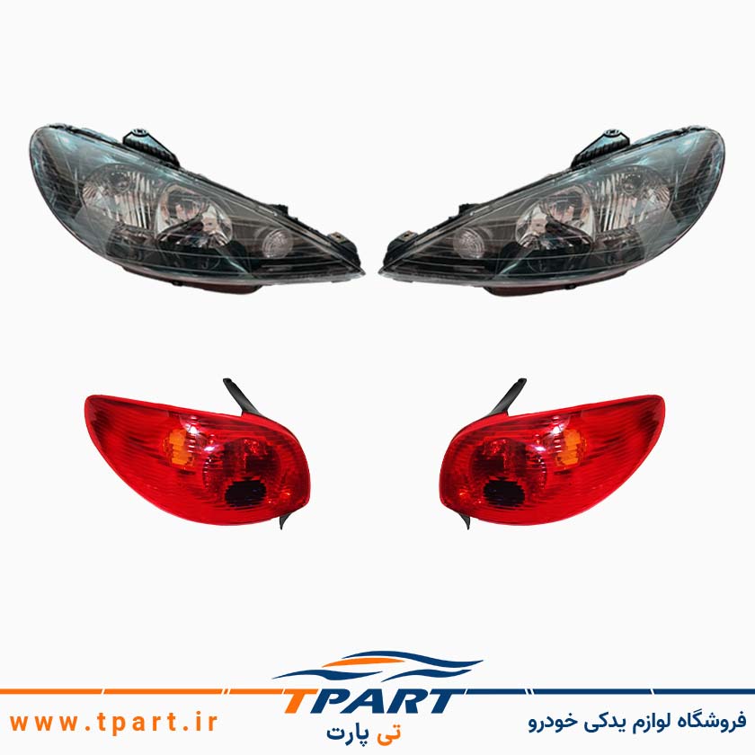 پک چراغ جلو دودی اسپرت + عقب پژو 206 فناوران