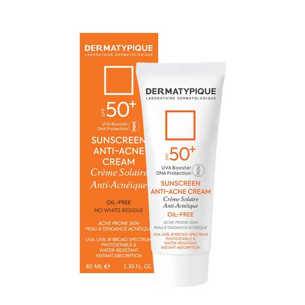 کرم ضد آفتاب +SPF50 ضد جوش فاقد چربی بی رنگ درماتیپیک 40 میل