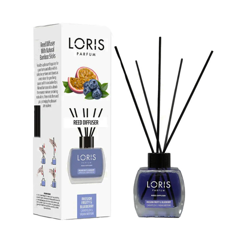 خوشبوکننده هوا لوریس مدل چوب دار رایحه پشن فروت و بلوبری حجم 120 میلی لیتر