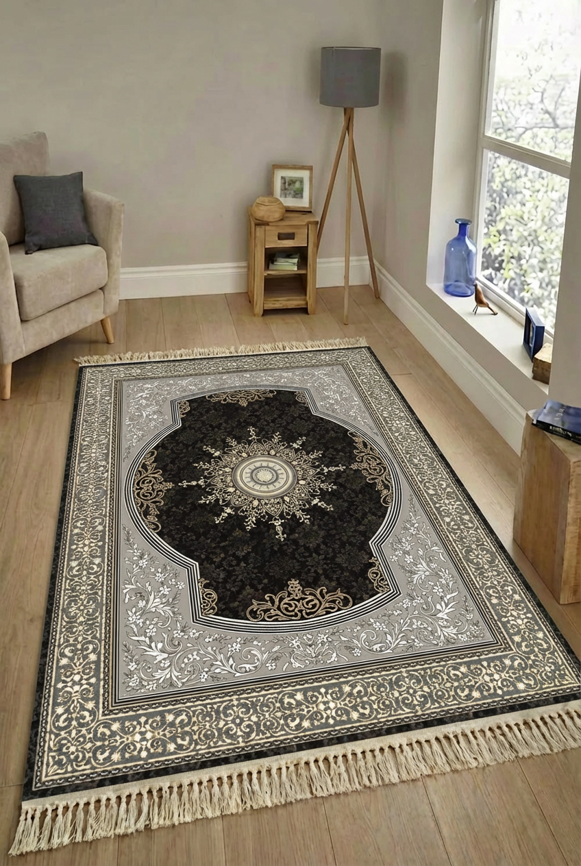 خرید روفرشی کشدار طوسی و مشکی کد 505