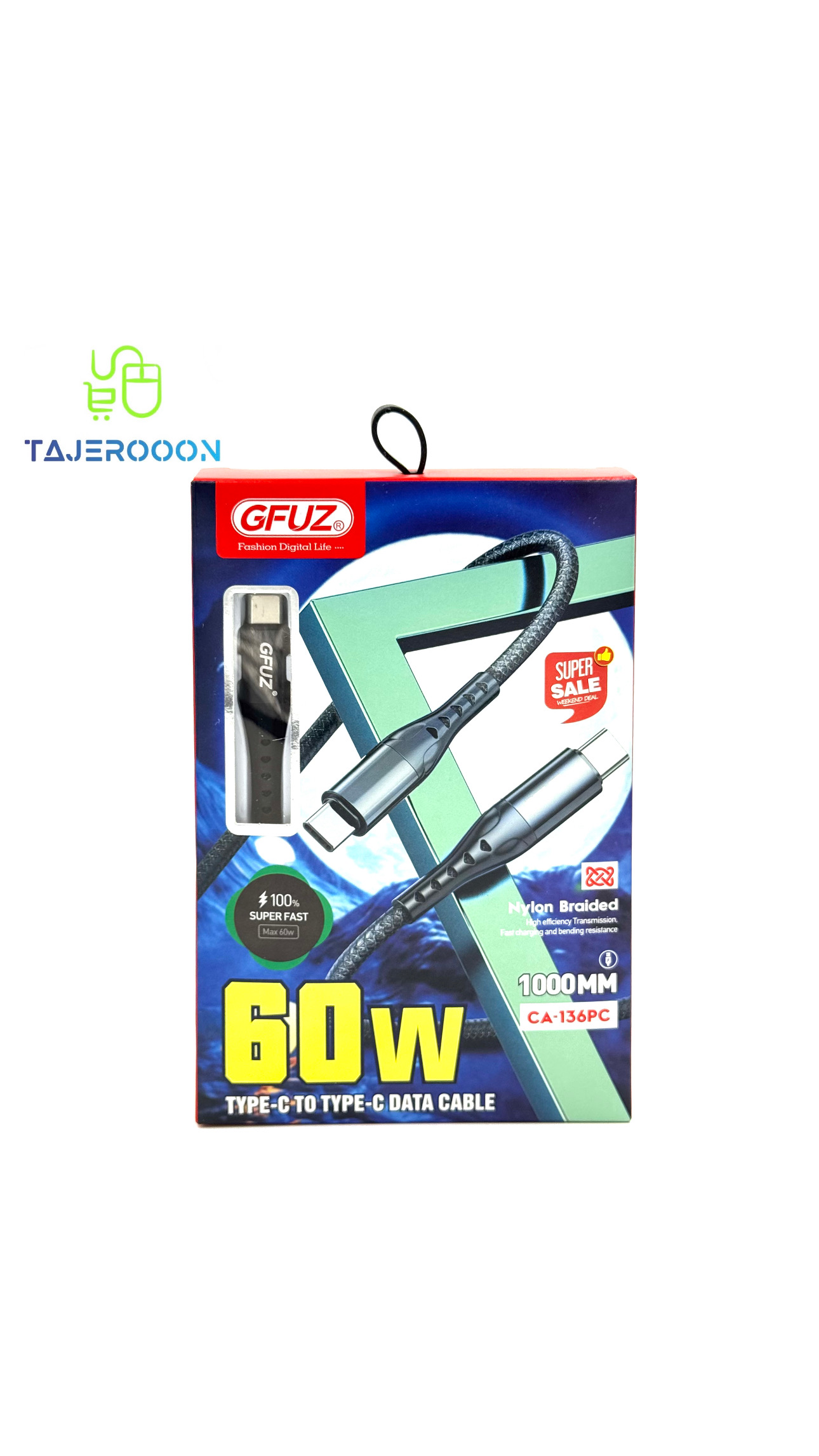 کابل شارژ و دیتا 2سر تایپ سی GFUZ مدل CA-136PC