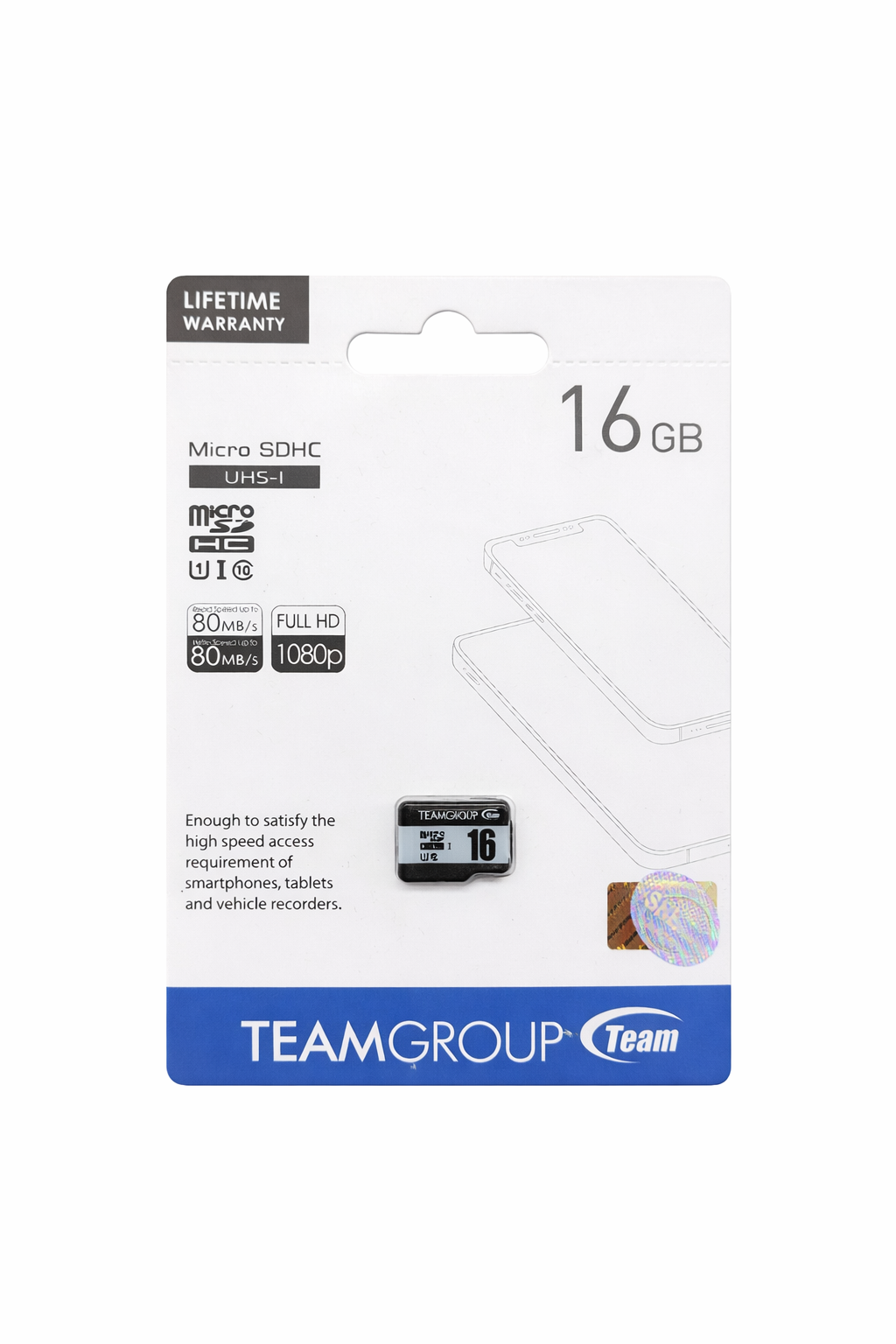 کارت حافظه، رم میکرو MicroSDHC تیم گروپ Teamgroup کلاس 10 استاندارد UHS-I U1 سرعت 80MBps ظرفیت 16 گیگ