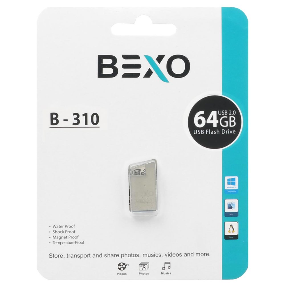 خرید فلش BEXO B-310 USB2.0 Flash Memory-64GB (گارانتی داده پردازی آواتک) نقره ای تاپگارد