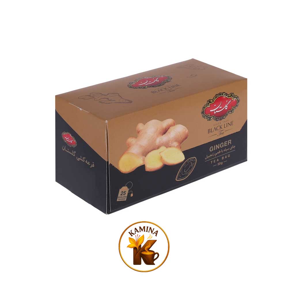 چای سیاه کیسه‌ای گلستان بلک لاین با طعم زنجبیل 25 عددی