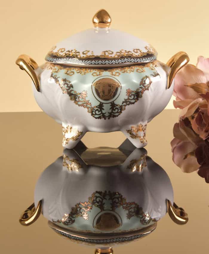 شکلاتخوری چینی گرد درب دار بزرگ رزنتال فیروزه ای از برند باواریا مبلمونسرا مدل 296328