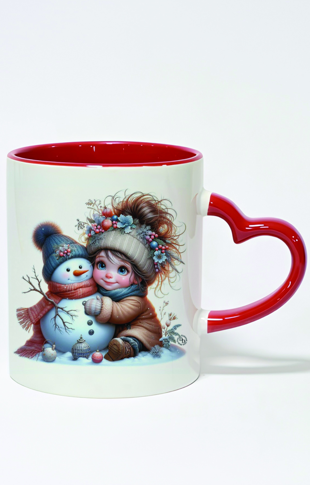 ماگ دسته قلبی رنگی طرح دختر کد 10586