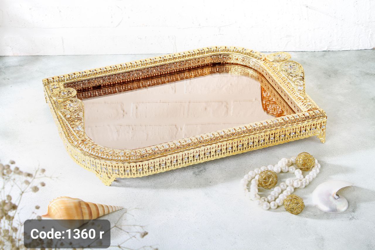 سینی نگین دار طلایی نگینی اماراتی 1360