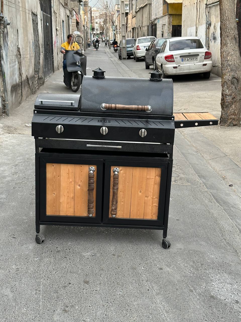 باربیکیو گازی پلوپزدار کابینتی 90 سانتباربیکیو کباب پزbarbecue