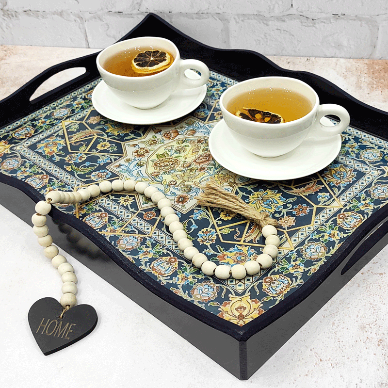 سینی چوبی رزینی طرح فرش کد s3040