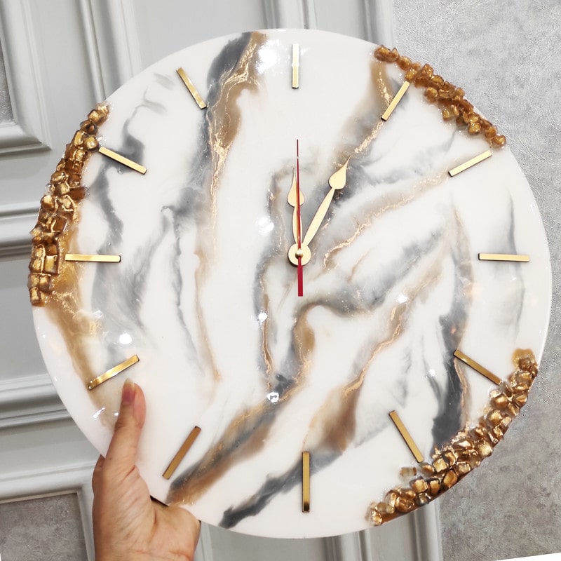 ساعت رزینی دیواری طرح مرمر