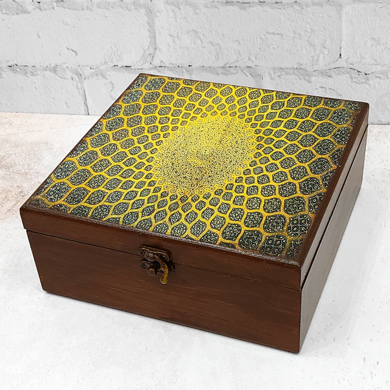 جعبه چوبی دستساز طرح اسلیمی
