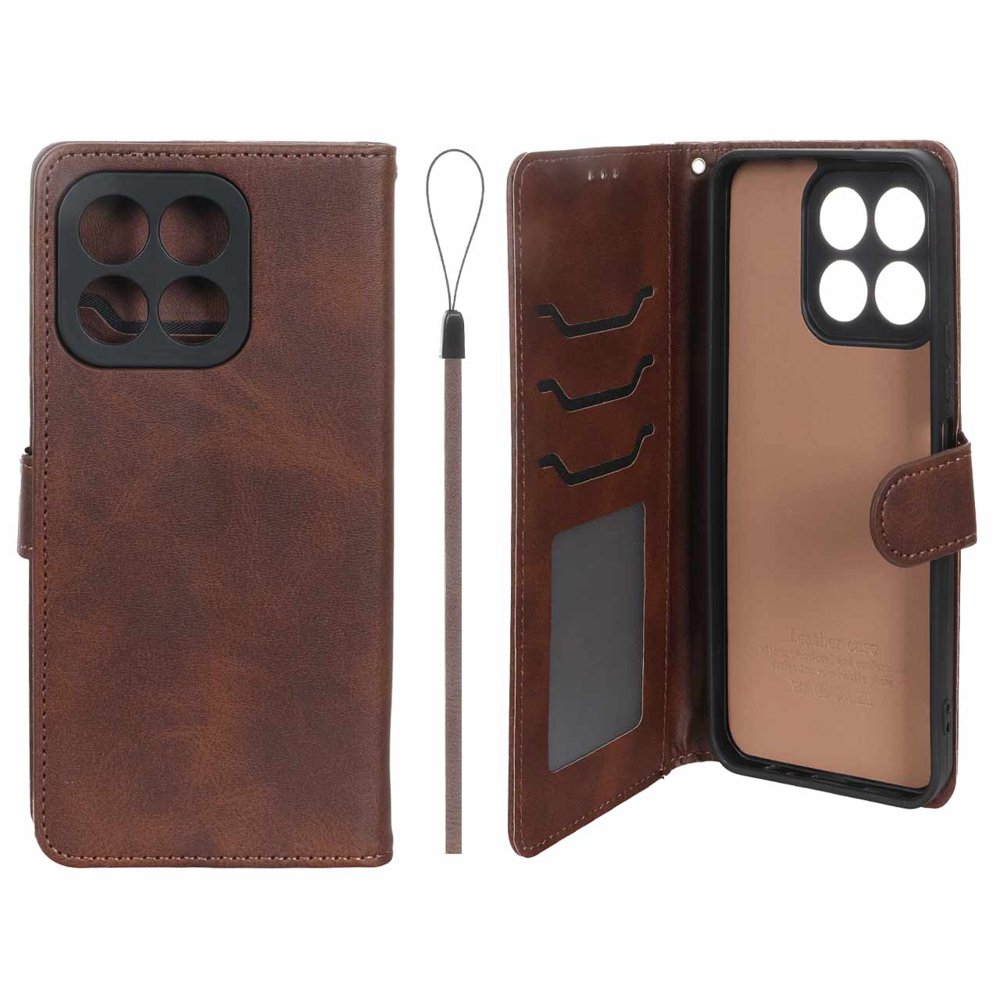 خریدکیف موبایل مگنتی درجه یک داخل خز MNC Plus مدل Honor X6b - قهوه ایتاپگارد