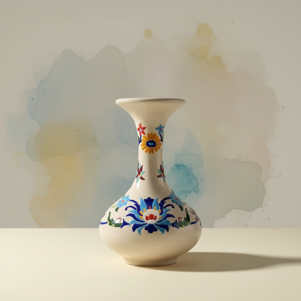 گلدان شیپوری، کد 212، مینا کاری روی سرامیک