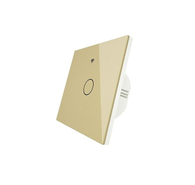 کلید تک پل هوشمند لمسی طلایی با قابلیت کنترل از طریق WiFi و موبایل و ریموت