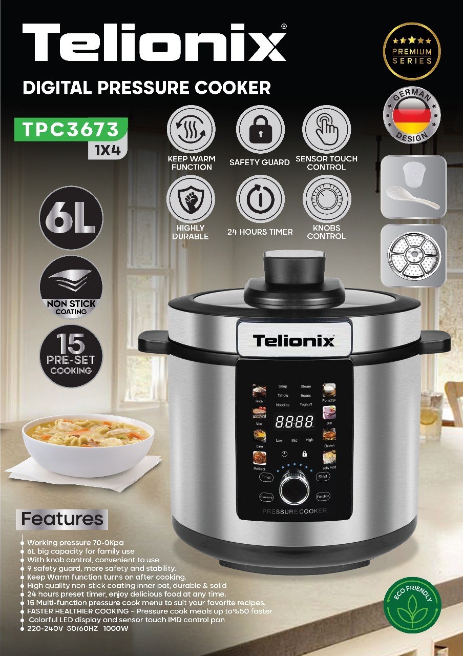 پلوپز و زودپز تلیونیکس مدل TPC3673 | پخت سریع و چندکاره تضمین اصالت و سلامت