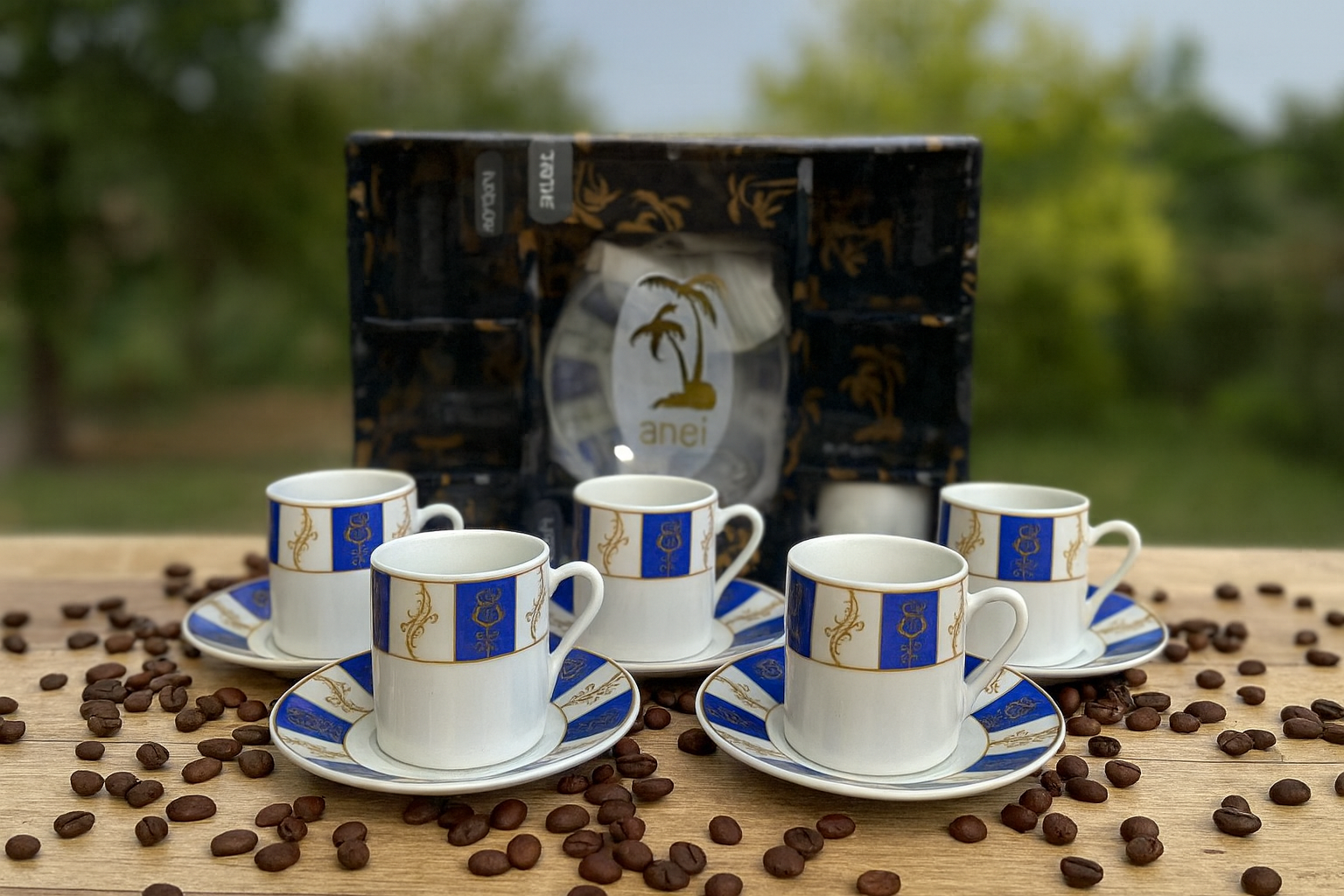 قهوه خوری طرح گل آبی ست 6 تایی