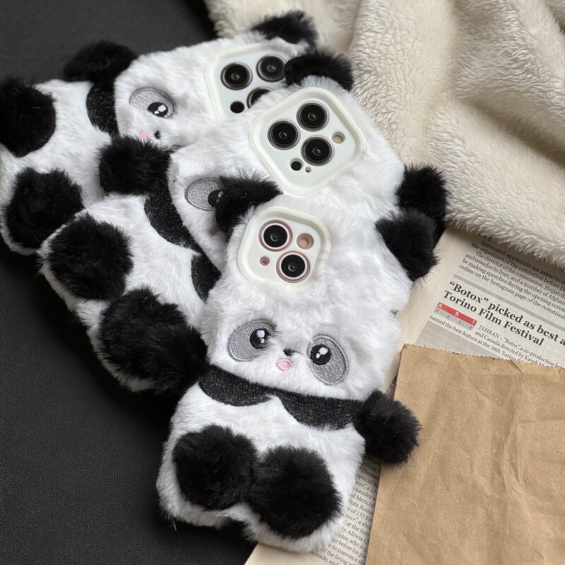 قاب موبایل گارد قاب Panda عروسکی پشمالو (کدC1606)آیفون اپل