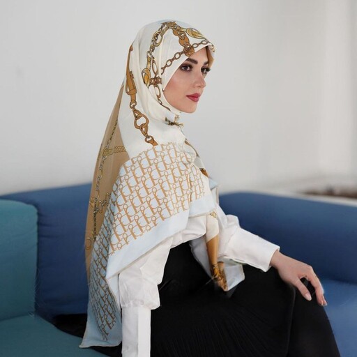 روسری نخ کشمیر دور دست دوز-مدل صفیا اسکارف