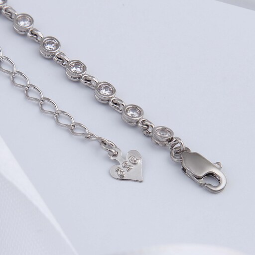 دستبند نقره زنانه بازرگانی میلادی مدل قالب جواهری نگین برلیان بدون ریزش آبکاری رادیوم کد DP792