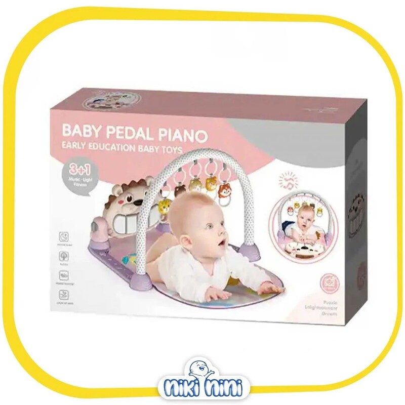 تشک بازی پیانو دار نوزاد طرح شیر صورتی
