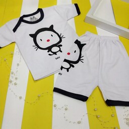 لباس نوزادی تیشرت و شلوارک مدل گربه