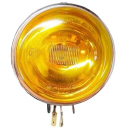 چراغ پروژکتور روسپری بوش متوسط (10CM) قاب فلزی آبکاری شیشه زرد لامپ هالوژن پایه H3  ولتاژ کاری 24  با قابلیت تعویض لامپ