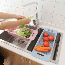 آبکش و سبد سینک ظرفشویی کشویی قابل تنظیم 
دارای اندازه تنظیم شونده بر اساس سایز سینک شما 
مناسب برای همه منازل و محل های