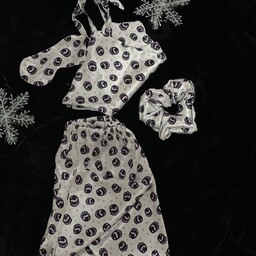 لباس خواب تاپ شورتک ساتن طرحدار سیلک سایز 40 و 42